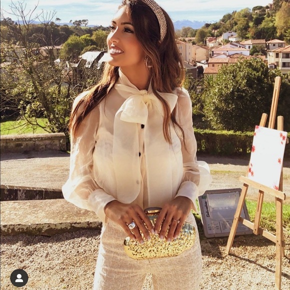 Zara organza top with tie bloggers favorite - Picture 4 of 8